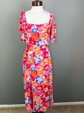 L*Space Alissa Super Bloom Floral Print Midi Dress Sz M Vacation Kentucky Derby